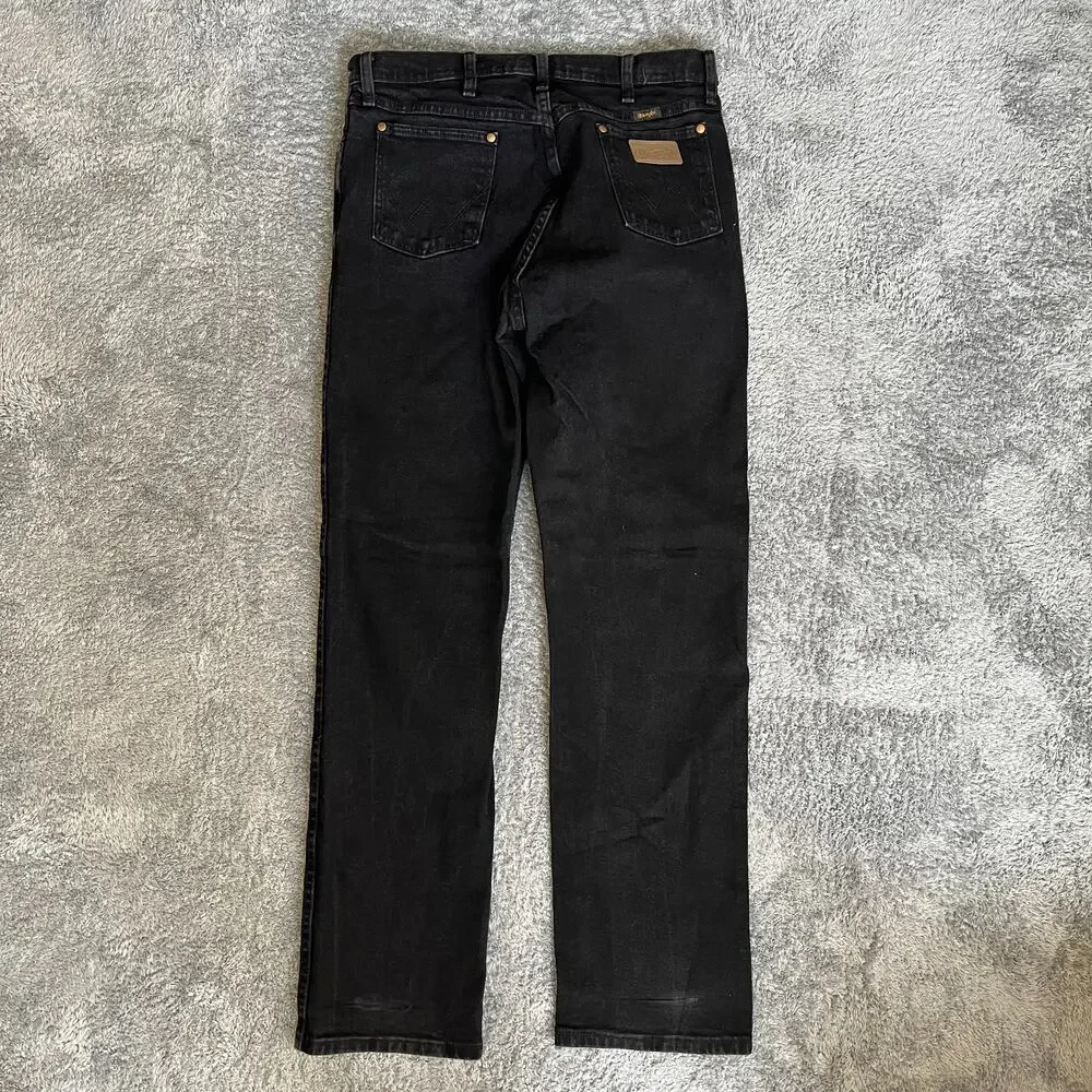 Wrangler Cowboy Cut Black Slim Fit Western Denim Jeans A001 3030 Mens Size 34x34